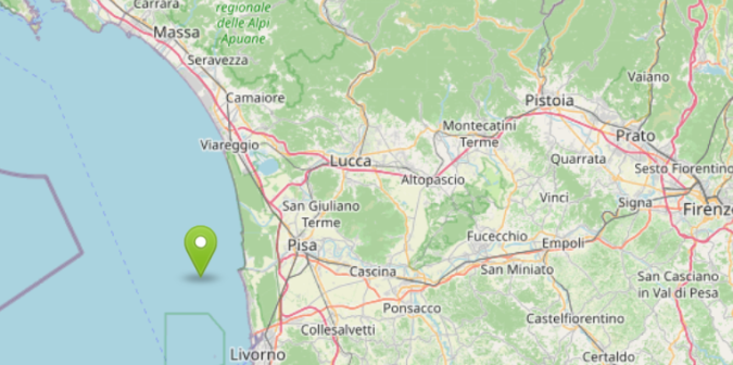 L'epicentro della scossa mappa