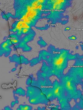 Temporali e fulmini sulla Toscana